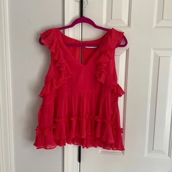 Tops - Hot Pink Ruffled Tank